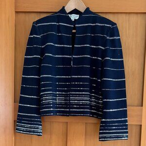 St. John Evening by Marie Gray - Navy Knit Sequined Jacket